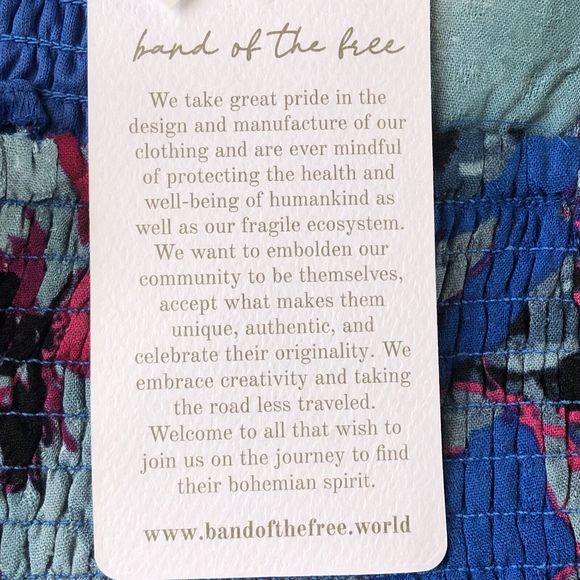 Band of the Free Lapis Blue Slate Soria Tropical Floral Mini Dress NWT Small - Picture 7 of 13